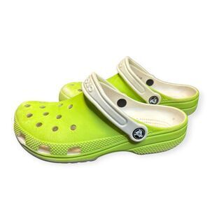 CROCS Classic Clogs Women’s Lime Green & White Size 6